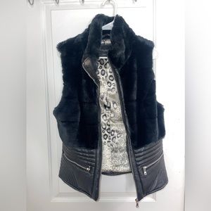 Black Fur & Leather Vest